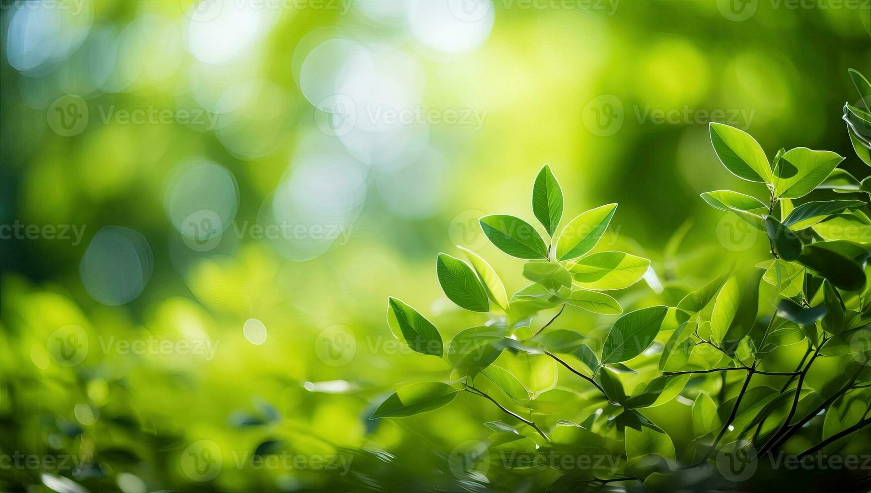 cerca arriba de naturaleza ver verde hoja en borroso verdor antecedentes. ai generado. foto