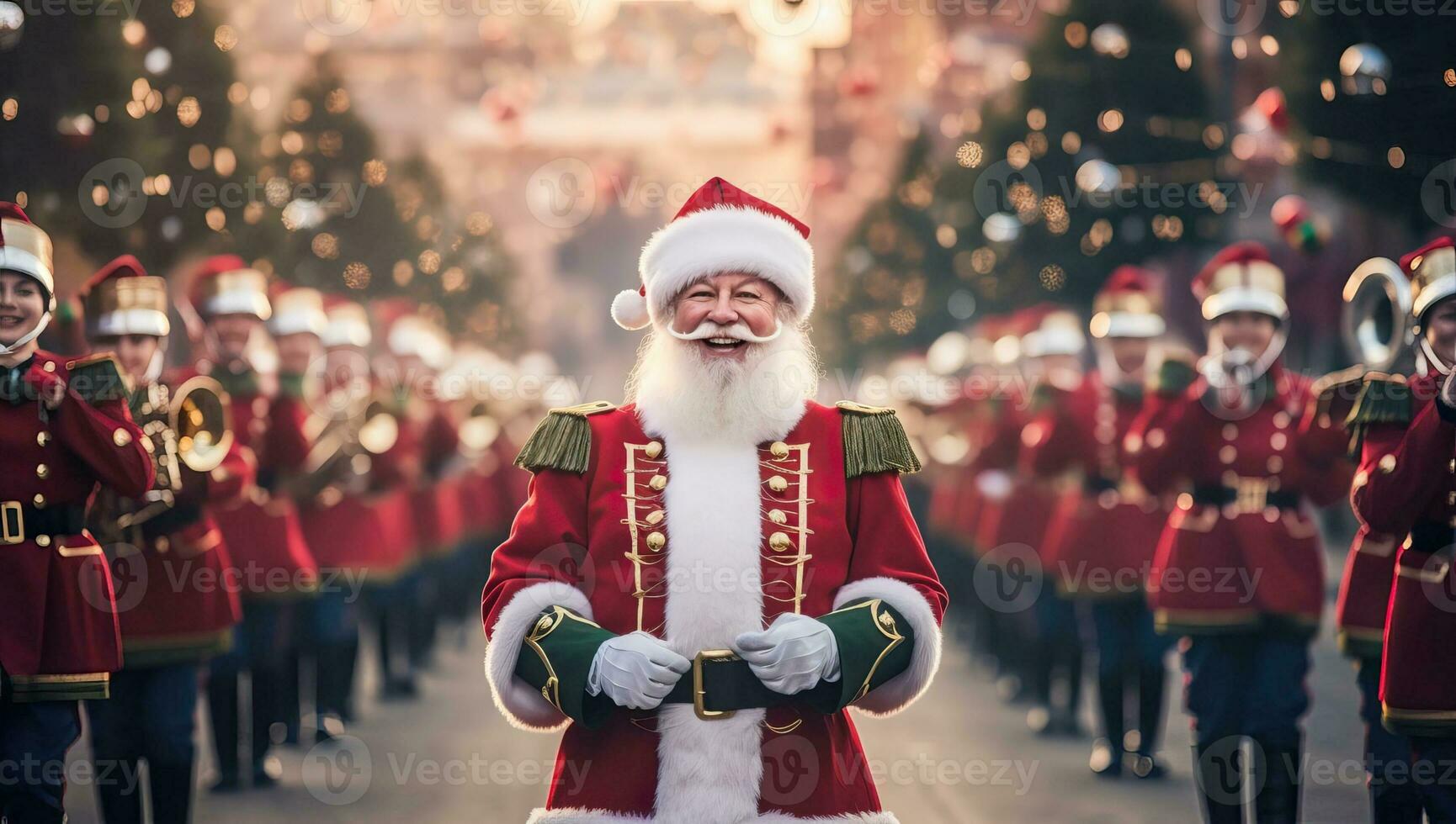 Santa Claus on Christmas parade. AI Generated. photo