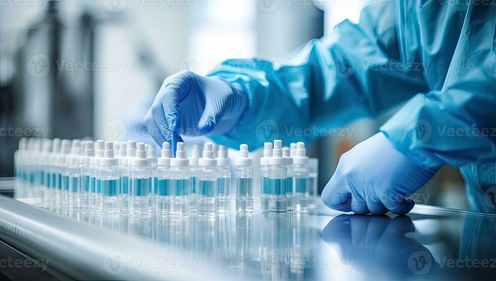 scientist working in laboratory with test tubes, science research and development concept. AI Generated. photo
