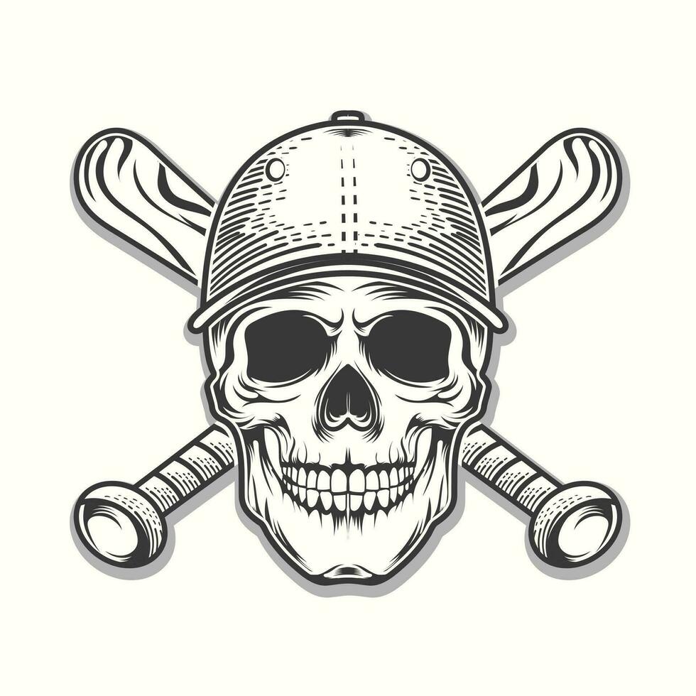 Baseball stick with a skull vector design