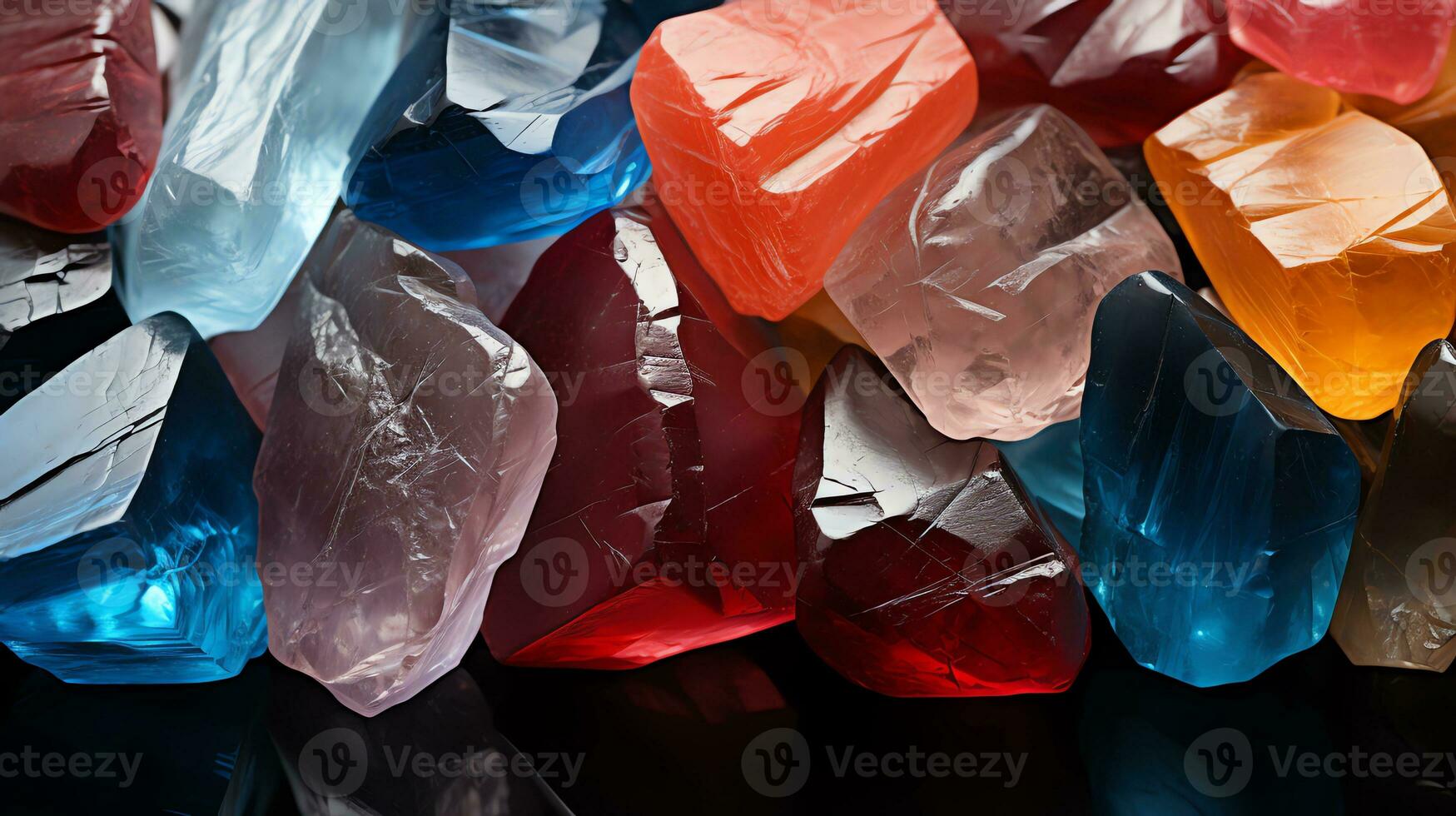 a rock in a pool with water and leaves AI Generative photo