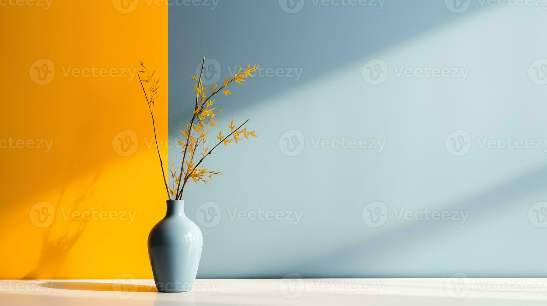 a gray vase with a small plant in it ai generated photo
