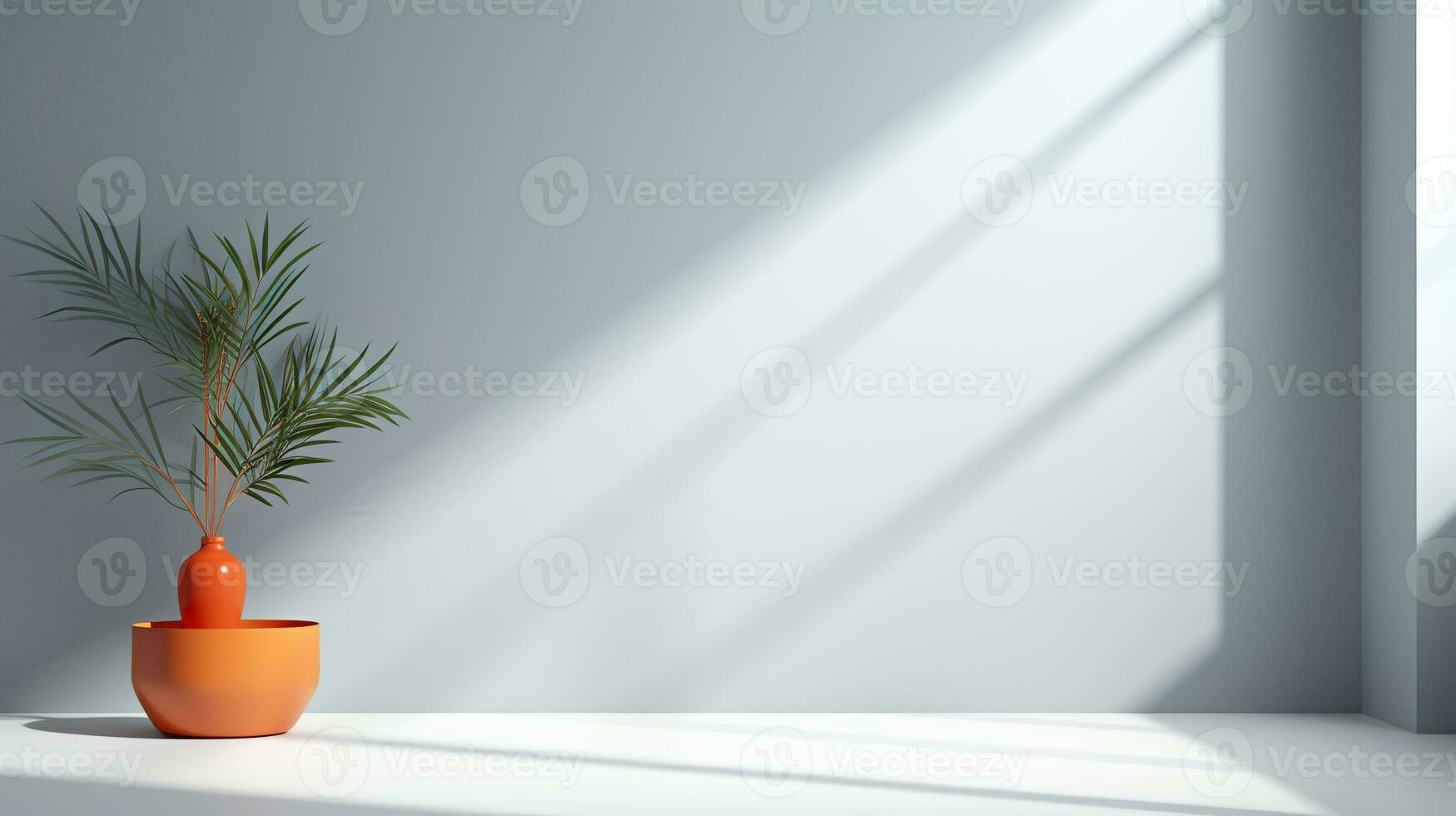 a gray vase with a small plant in it ai generated photo