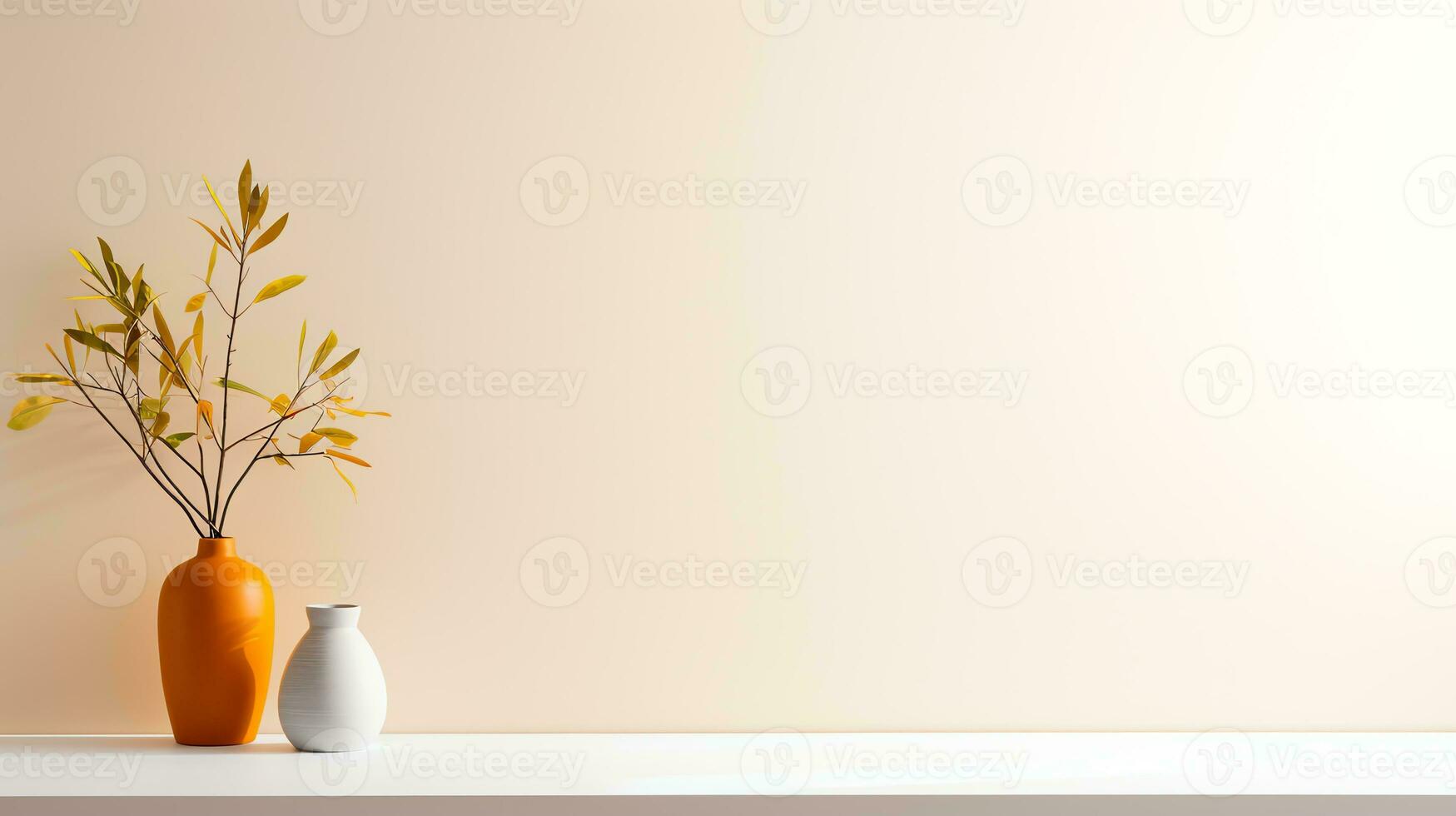 a gray vase with a small plant in it ai generated photo