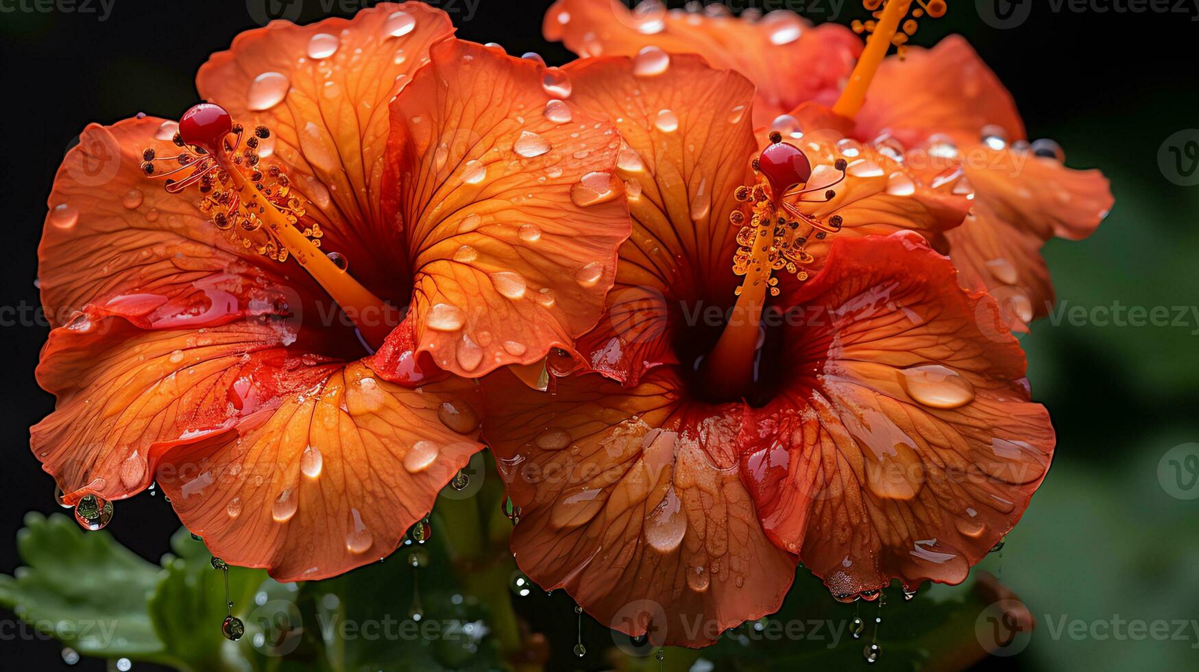 un grupo de púrpura rosas con agua gotas en ellos ai generativo foto