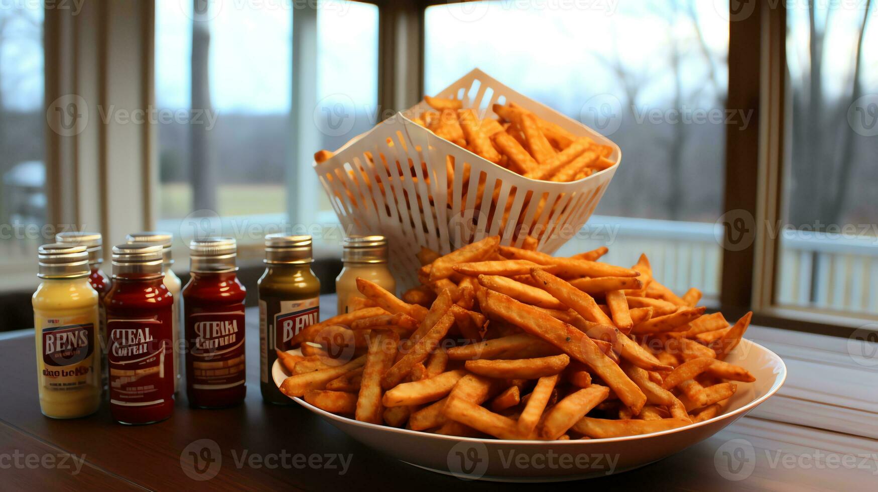 a table full of food and drinks AI Generative photo