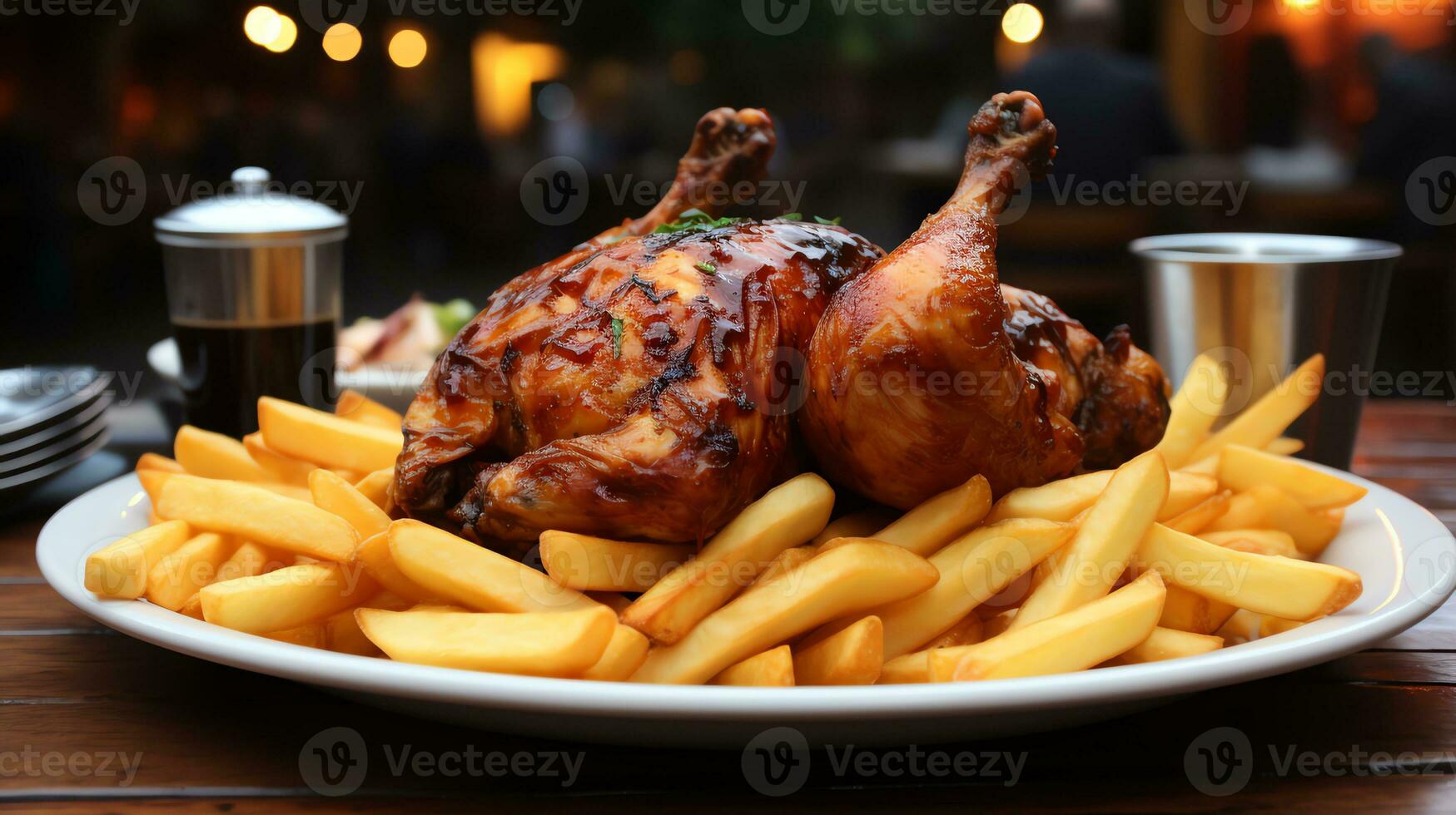 a table full of food and drinks AI Generative photo