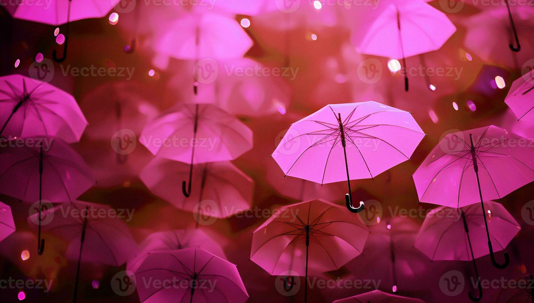 Background with falling umbrellas. AI generated photo