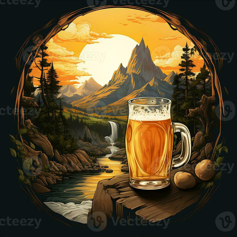 View of beer in glass generated by Ai photo