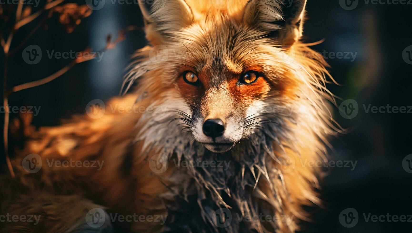 Red fox closeup. AI generated photo