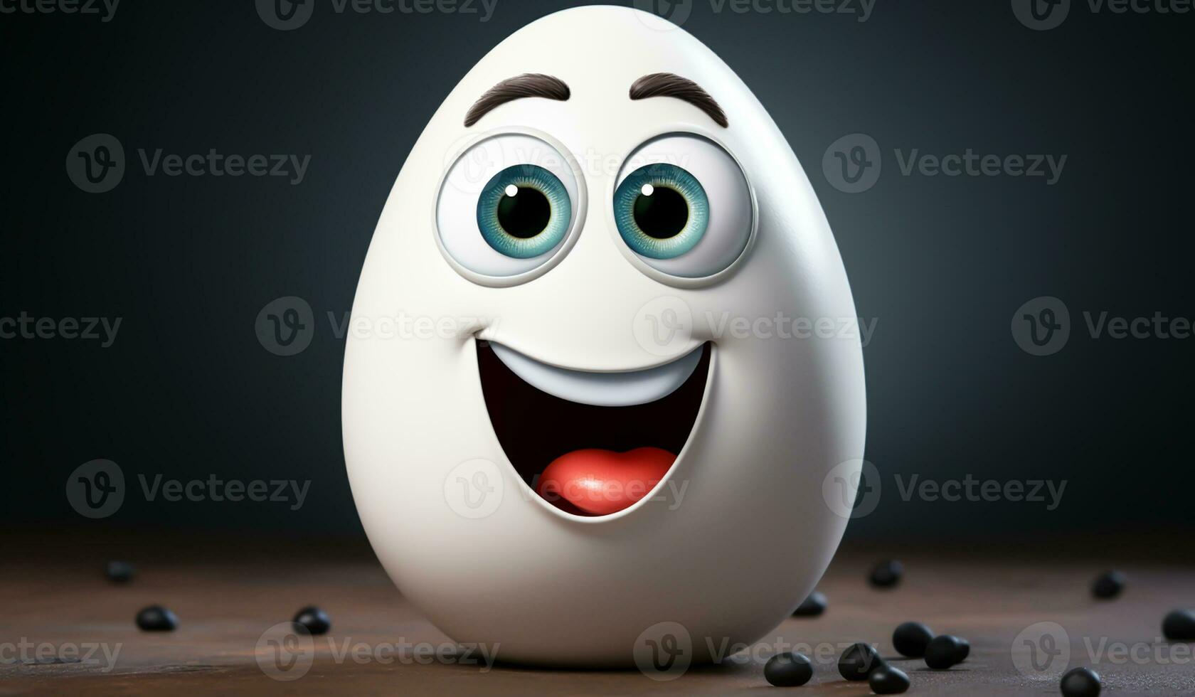 Funny egg with smiling face. AI generated photo