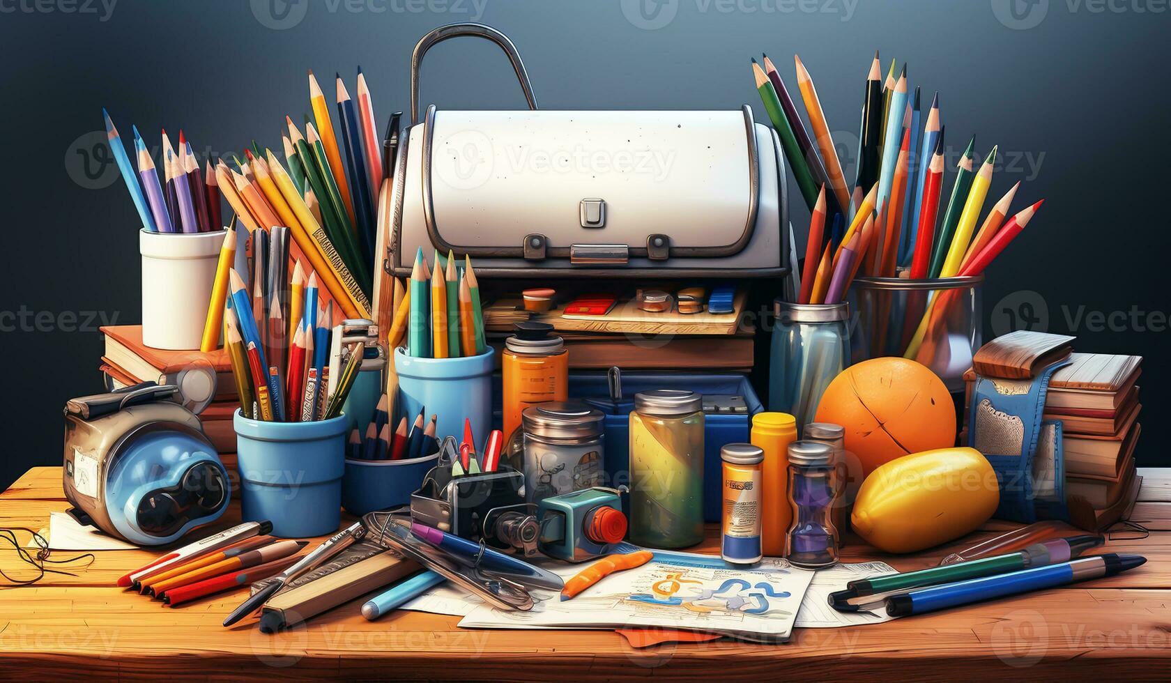 School equipment for back to school. AI generated photo