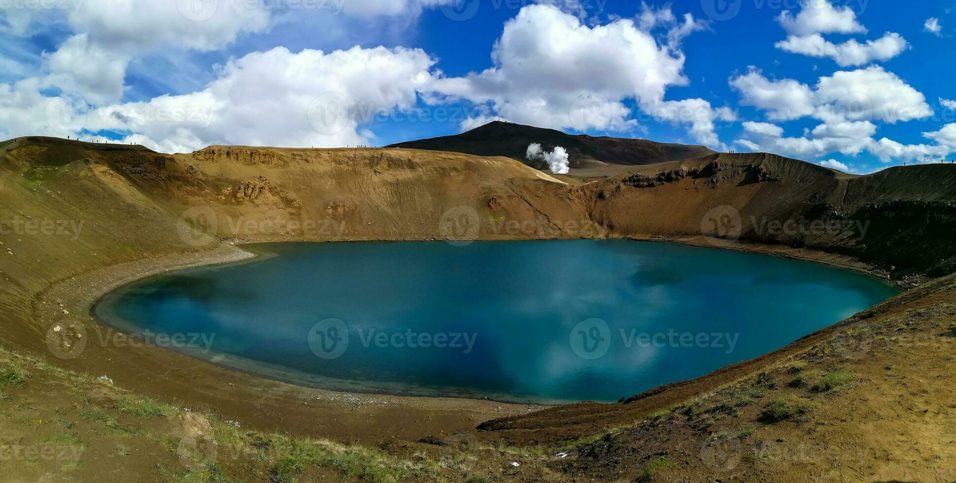 Blue lagoon in the crater of the Viti volcano, more than 300 meters in diameter, in Iceland photo