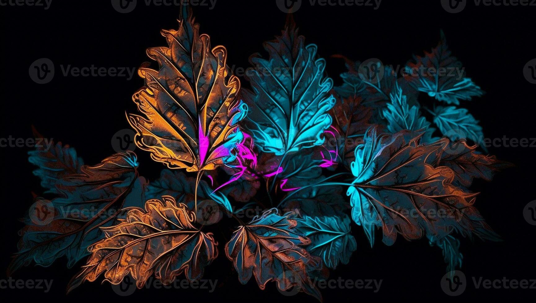 Vibrantly colored illustration of bunch of flowers - Generative AI photo