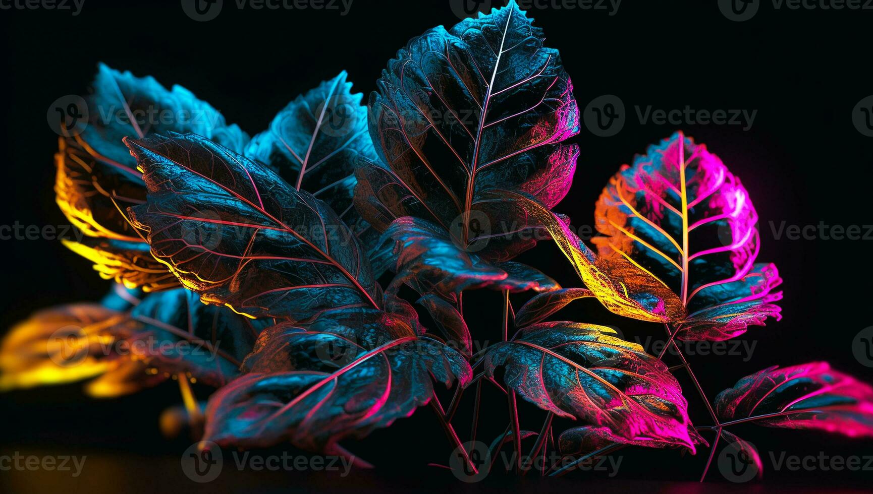 Vibrantly colored illustration of bunch of flowers - Generative AI photo