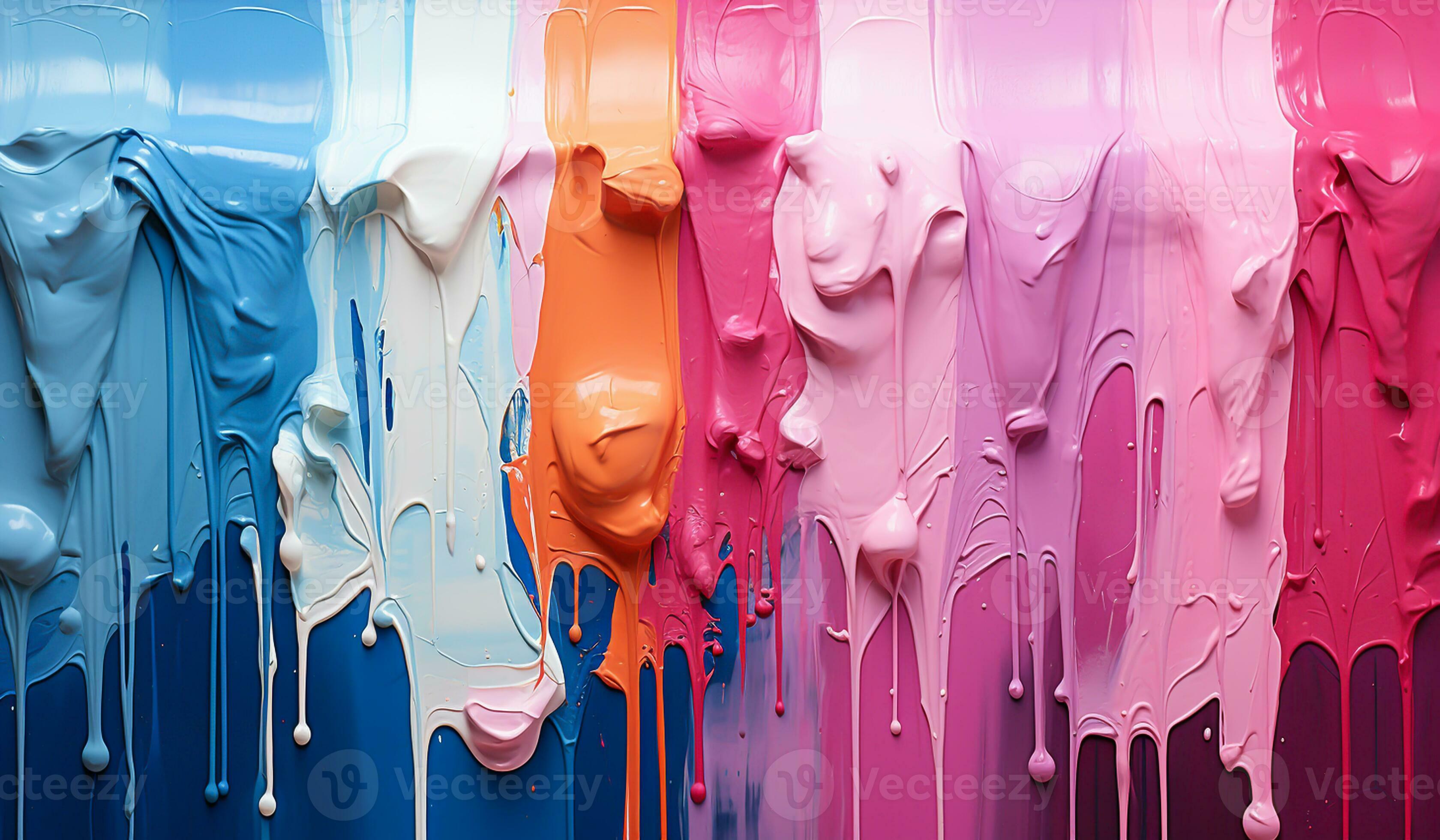 Thick paint running down the wall. AI generated 30478940 Stock Photo at