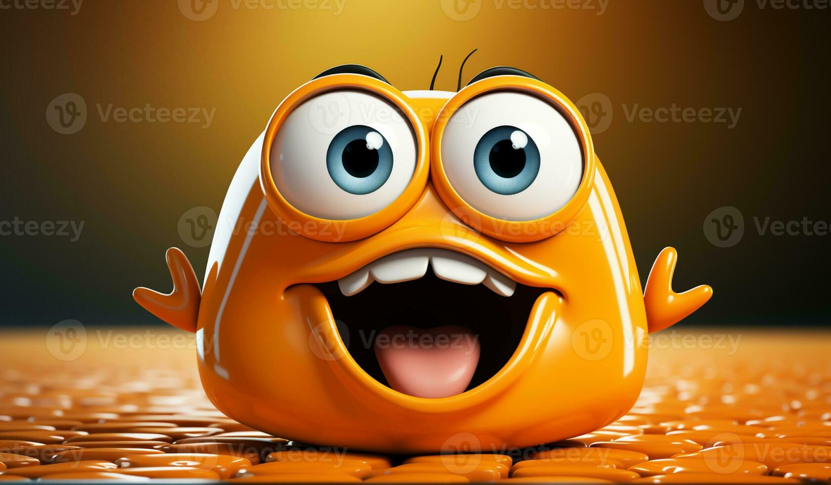 Funny cartoon with smiling face. AI generated photo