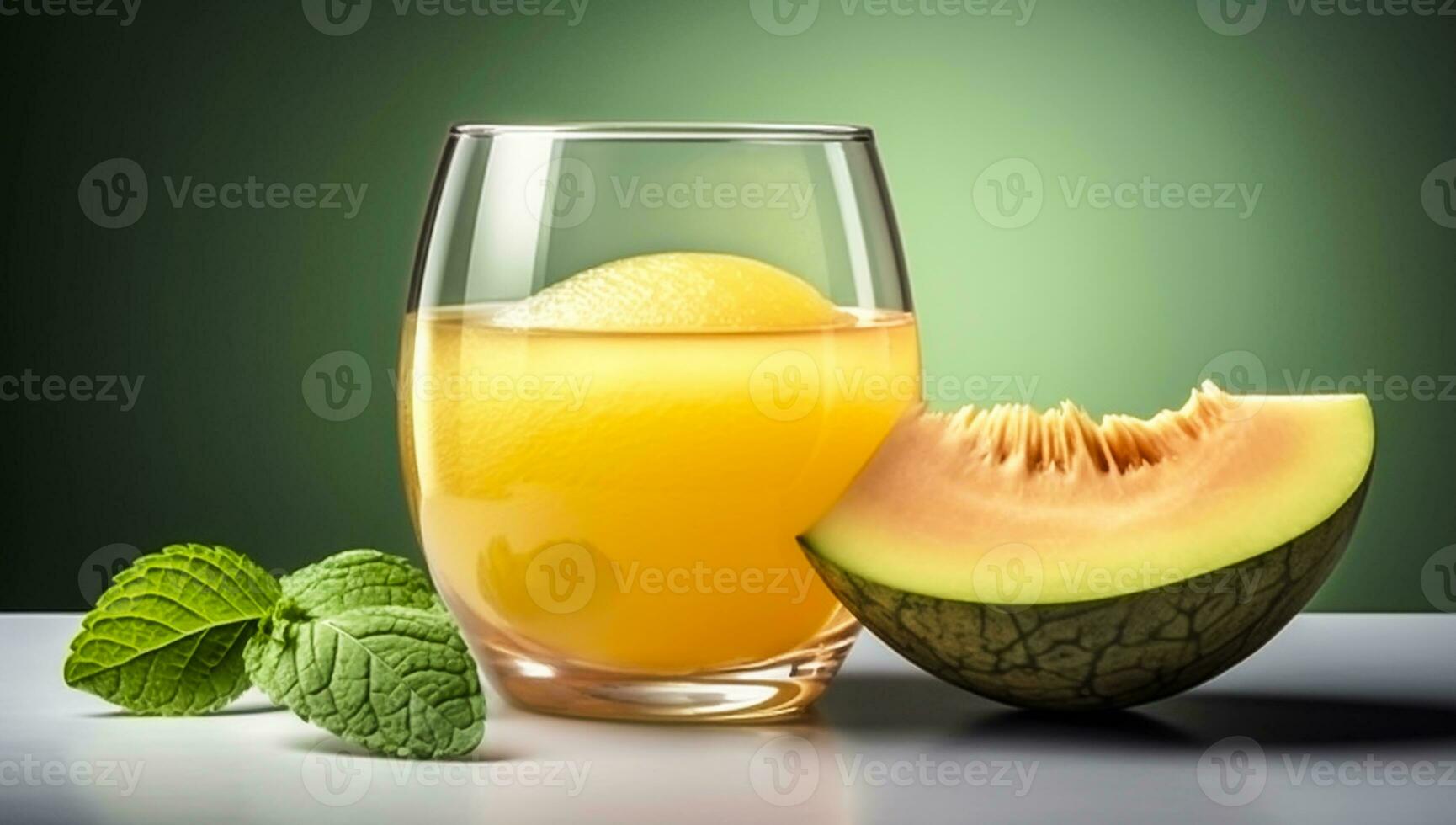 Melon slice with melon juice in a glass cup. AI generated photo