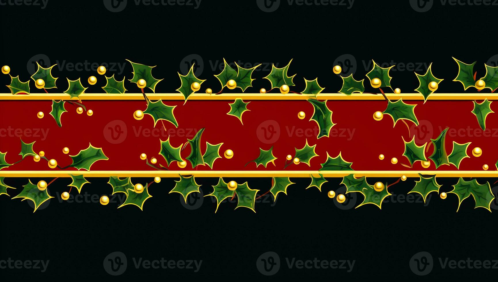 Background with holly and berries for Christmas advertising, in vibrant colors. AI generated photo