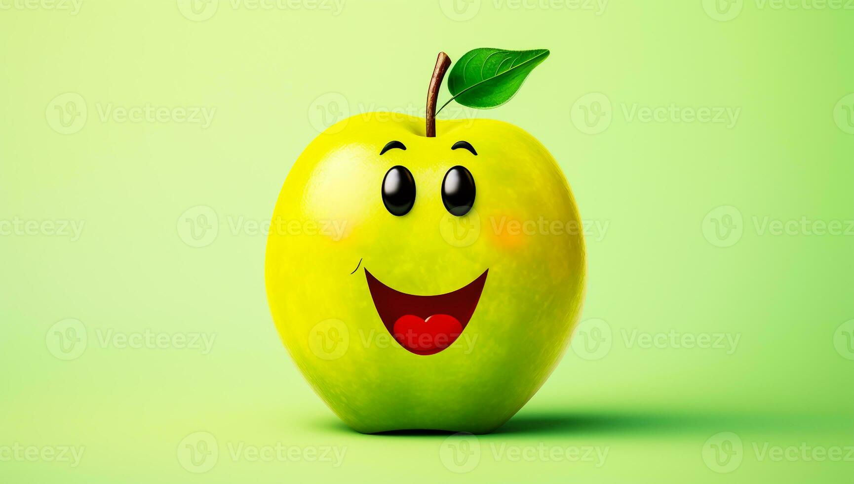 Funny apple with smiling face. AI generated photo