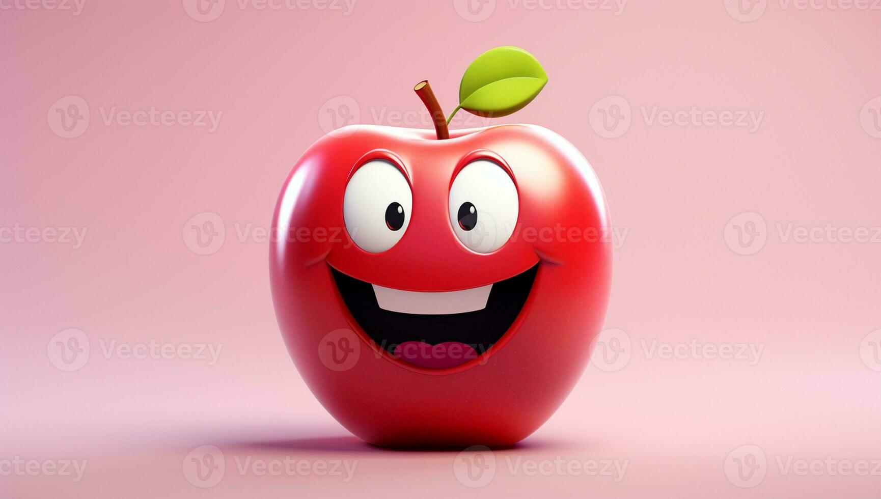 Funny apple with smiling face. AI generated photo