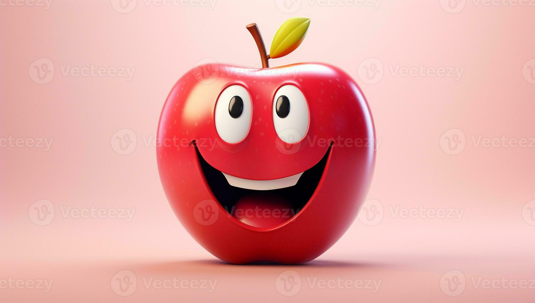 Funny apple with smiling face. AI generated photo