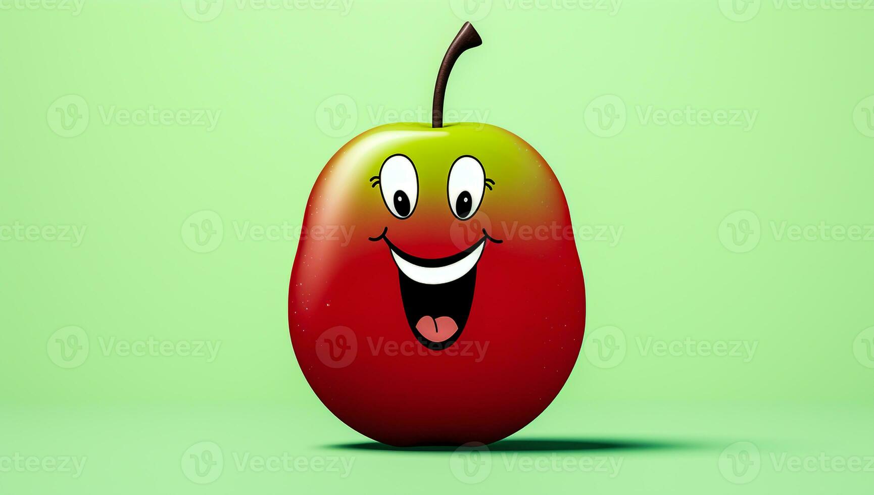 Funny apple with smiling face. AI generated photo