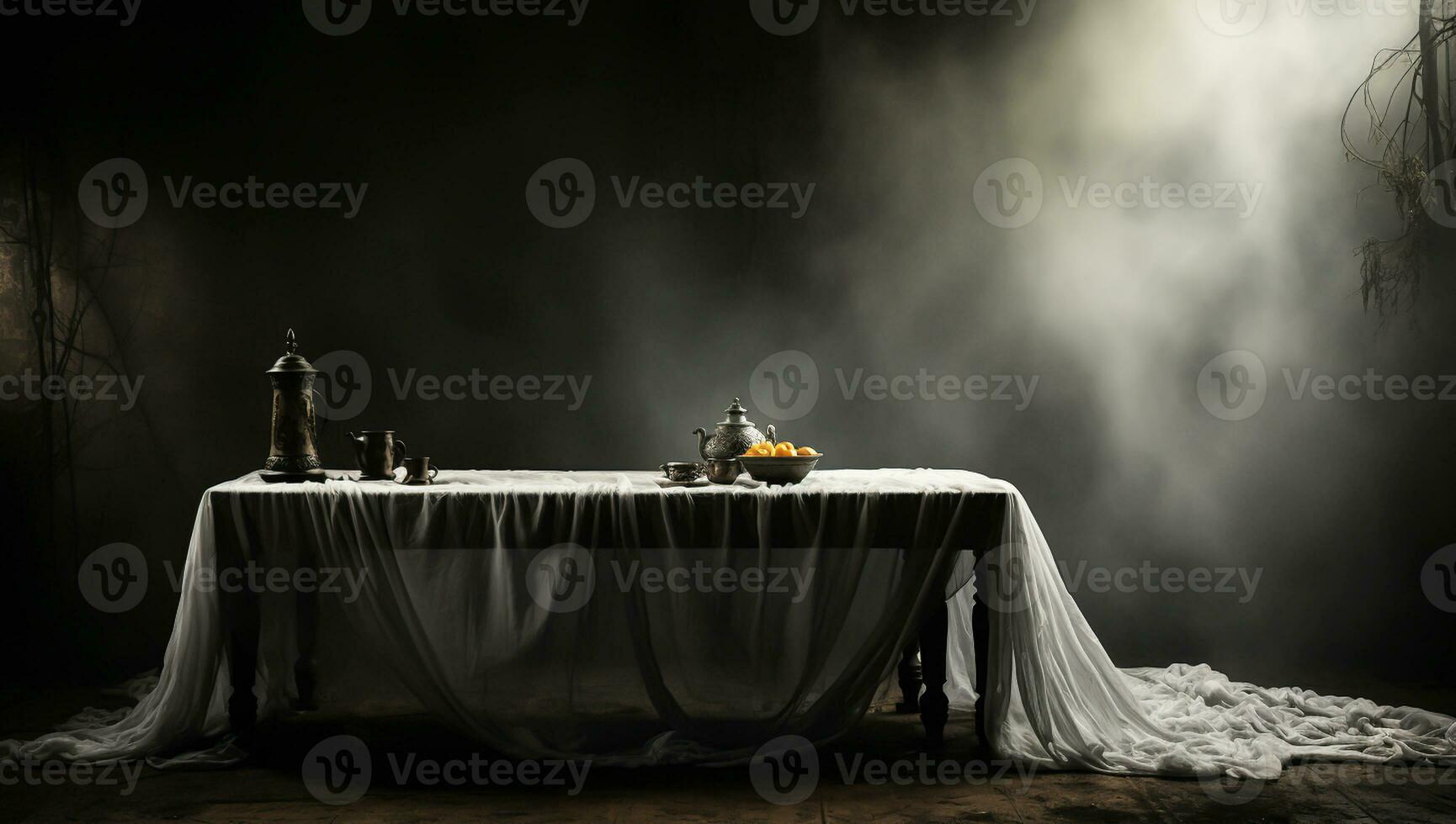 Misty still life in a room. AI generated photo