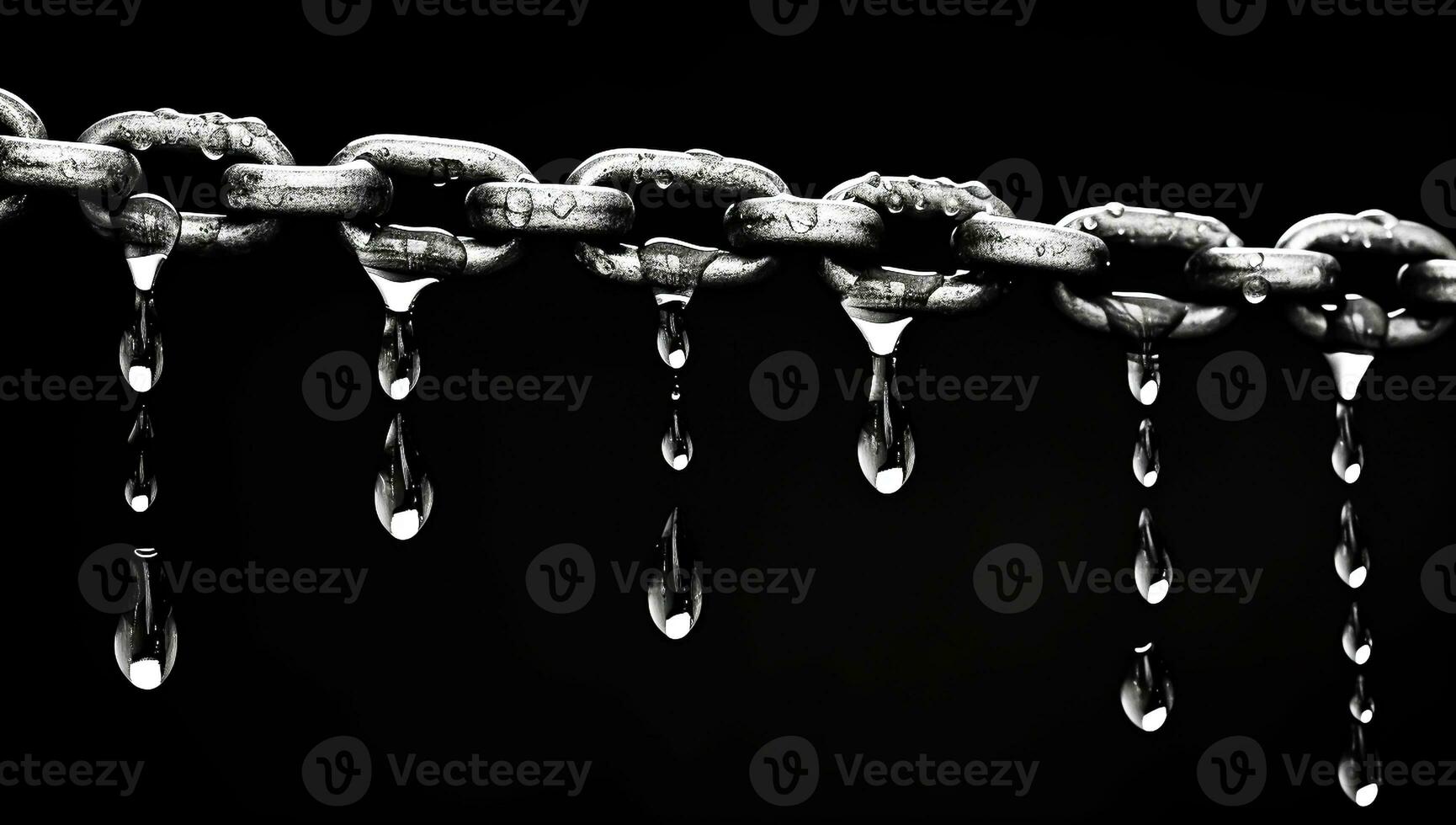 Metal chain with water drops. AI generated photo