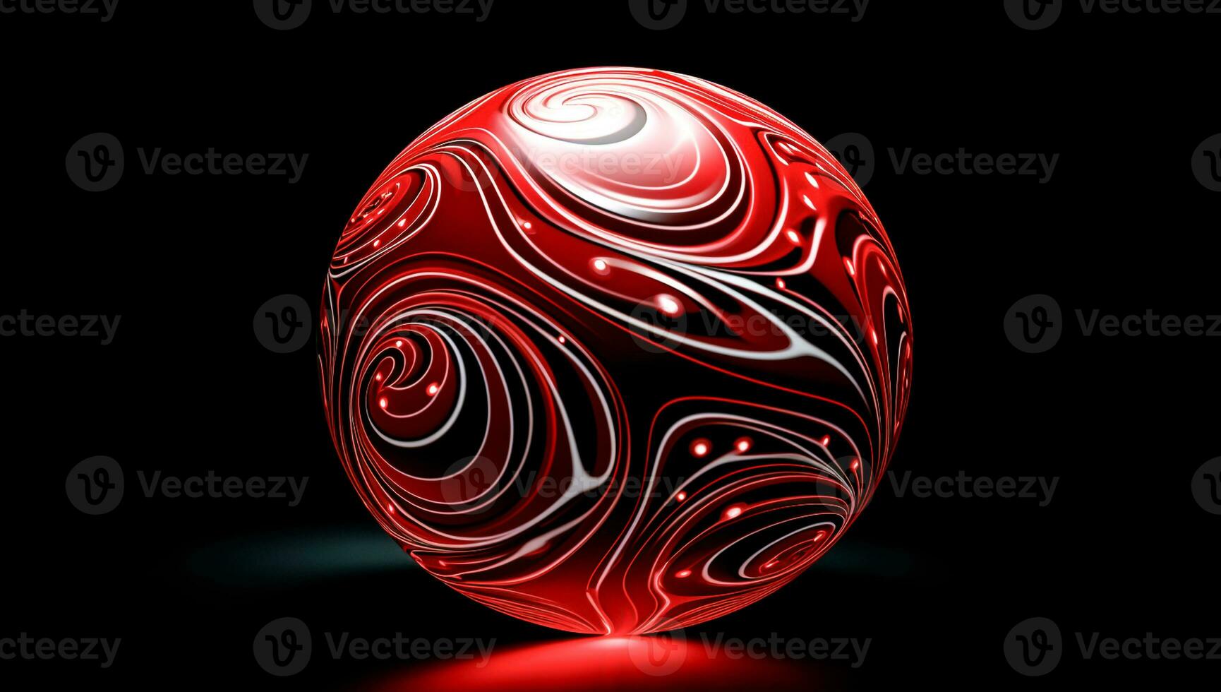 Red crystal and shiny ball, in christmas concept. AI generated photo