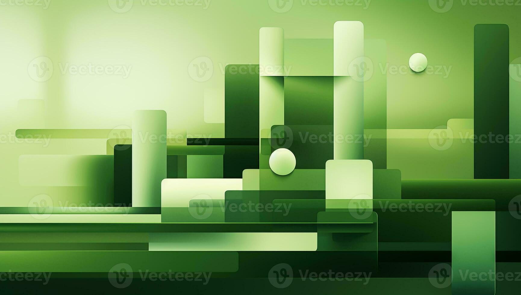 Geometric background in green. AI generated photo