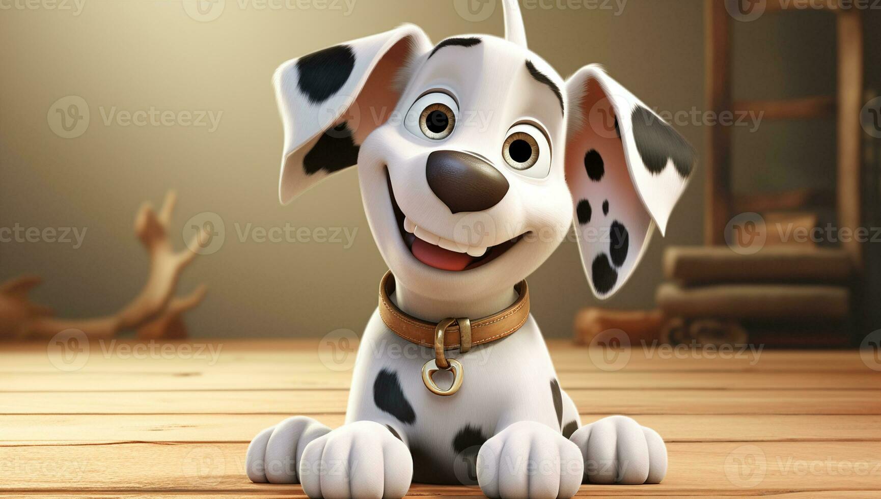 Cute cartoon of a baby dalmatian dog for illustrations for children. AI Generator photo