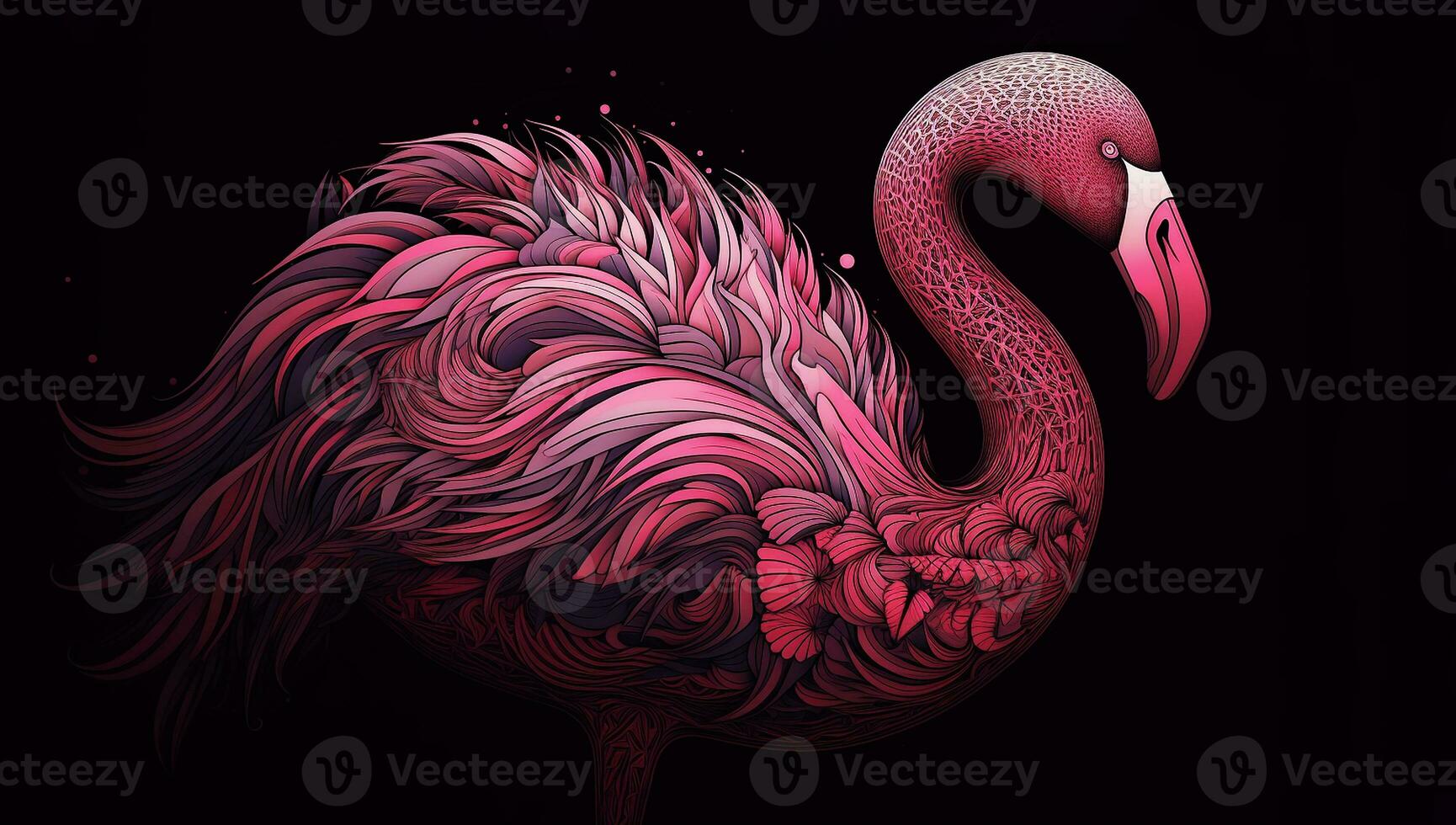 Illustration of a colorful and abstract flamingo created with AI generator photo