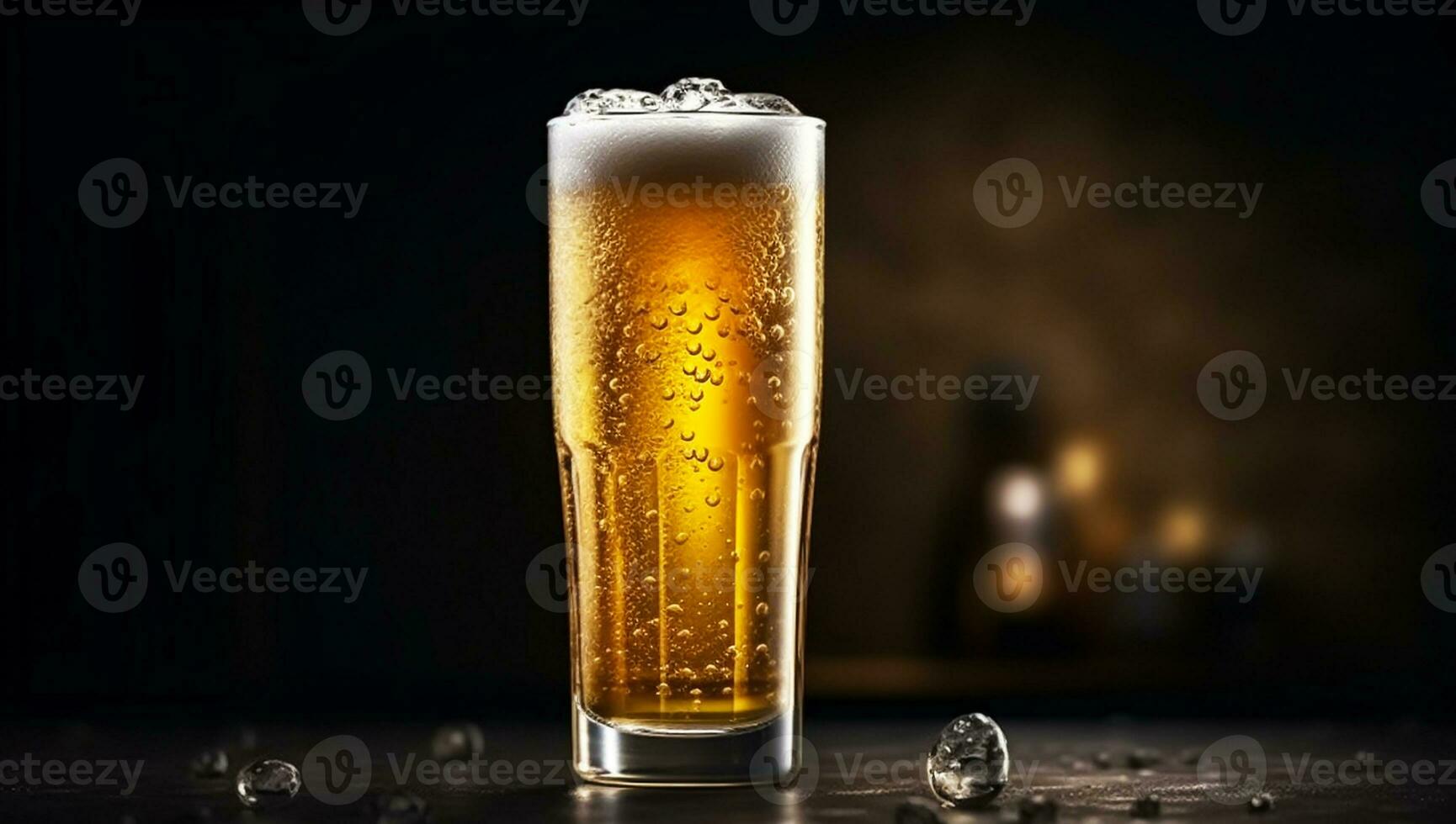 Very cold golden beer. AI generated photo