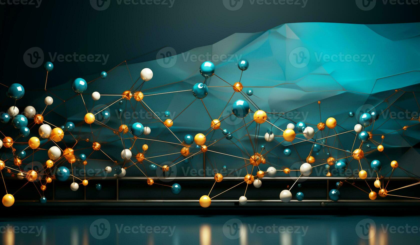Abstract light blue background with connection network. AI generated photo