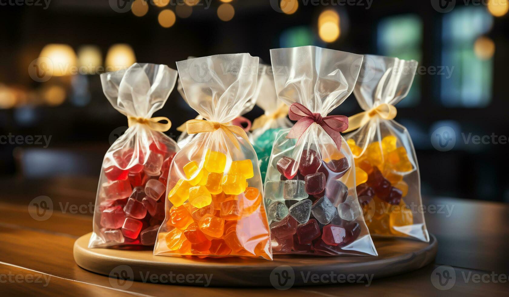 Candies of various flavors on display for sale. AI generated photo