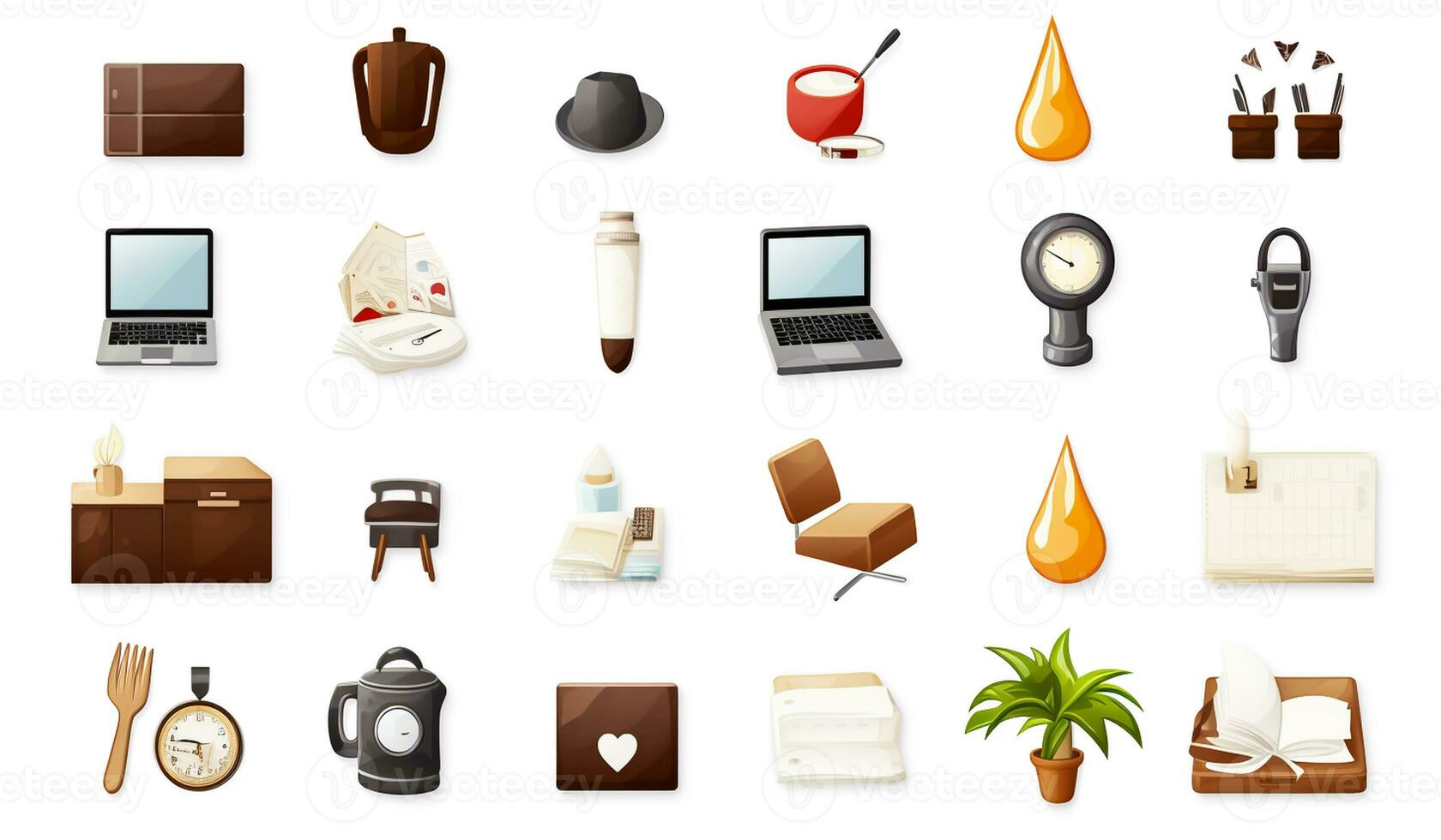 Set of icons for web design. AI generated photo