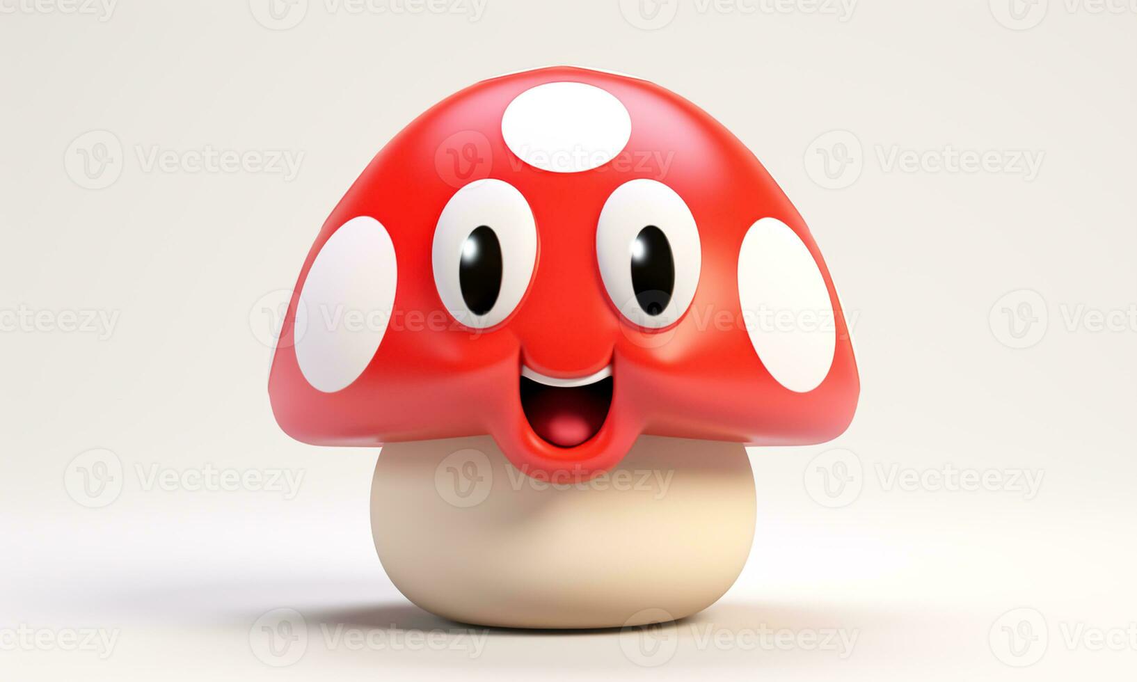 Funny mushroom with smiling face. AI generated photo