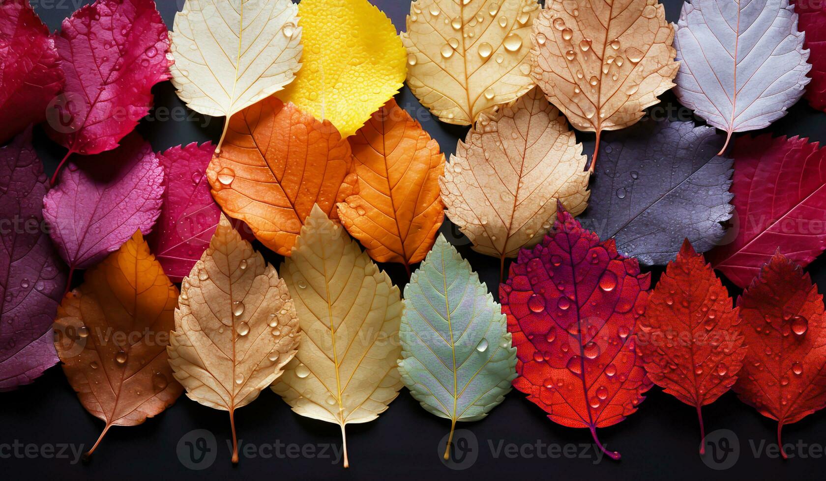 Background with leaves in autumn colors. AI generated photo