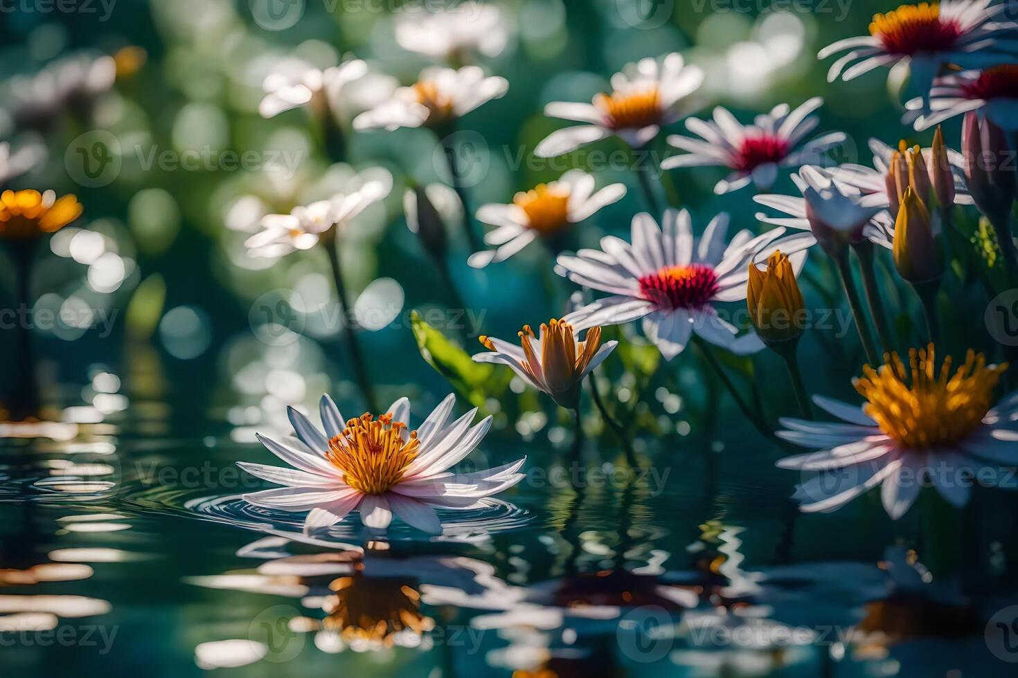 Sprouts on water huge scale captures nature's charm. Sharp unpretentious components and incredible bokeh incorporate charm. Creative resource, photo