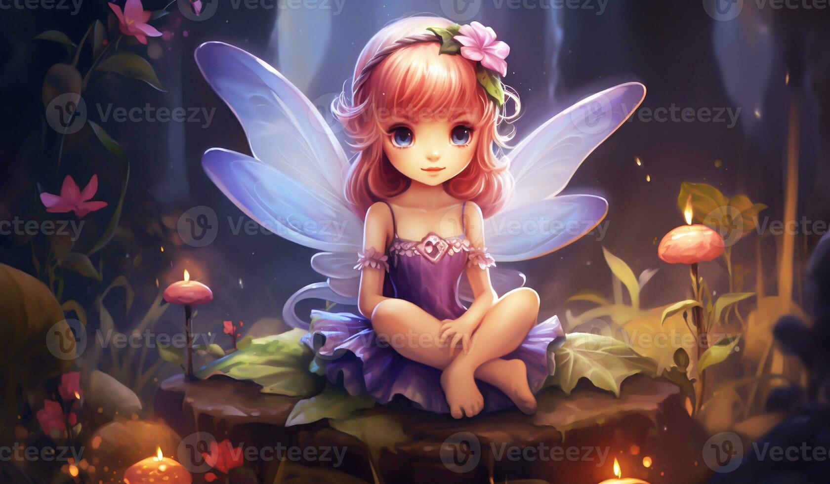 Cute cartoon of a baby fairy for illustrations for children. AI Generated photo