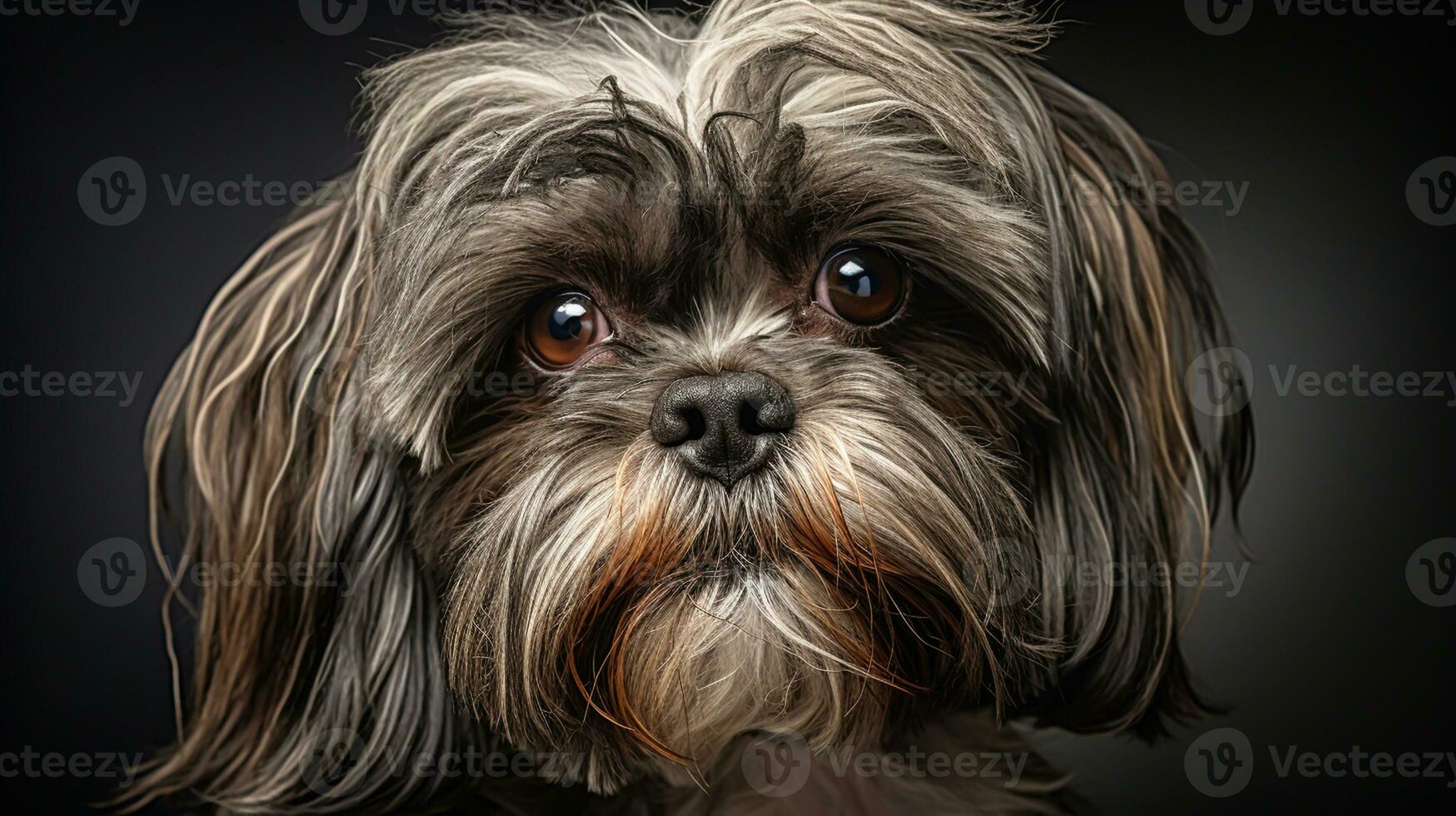 Realistic portrait of Shih Tzu dog. AI generated photo