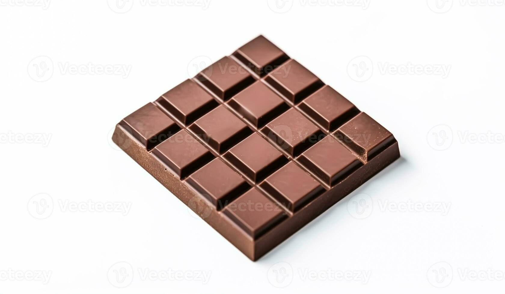 Dark chocolate bar isolated on white background. AI generated photo