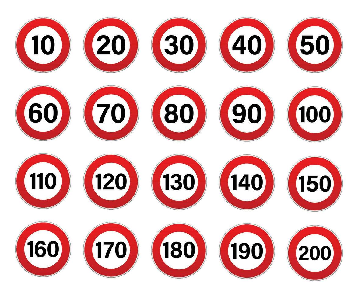 Road signs collection. Traffic control sign. Speed limit sign. vector