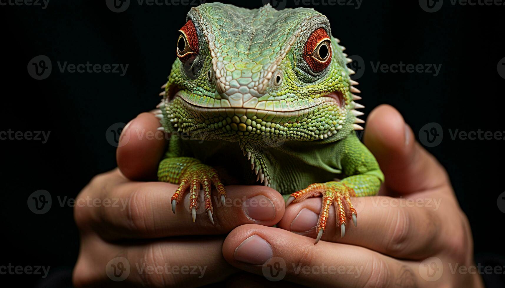 un vibrante verde lagartija en el salvaje, mirando linda y pequeño generado por ai foto