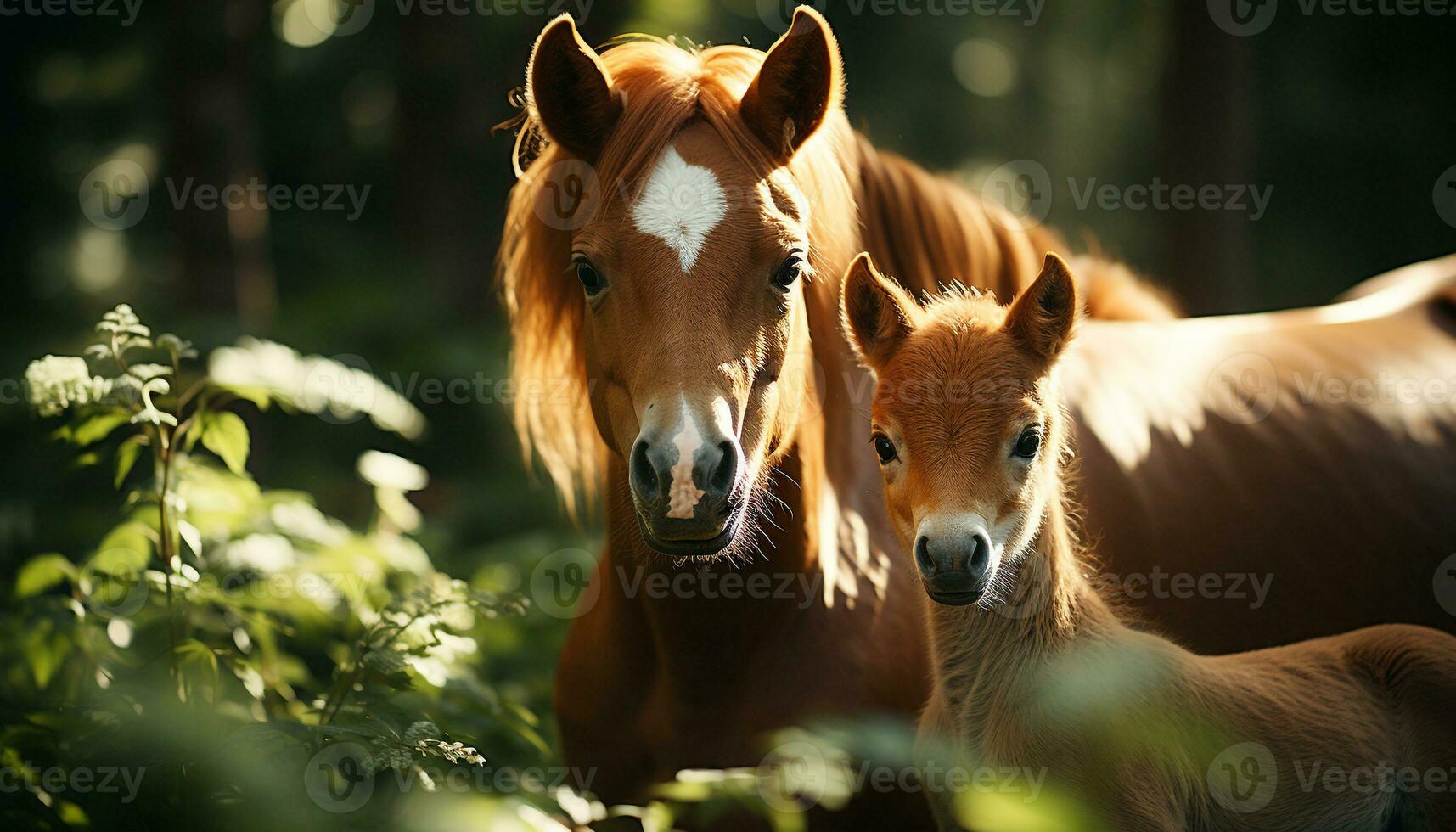 Beautiful rural scene with cute domestic animals grazing in green meadow generated by AI photo