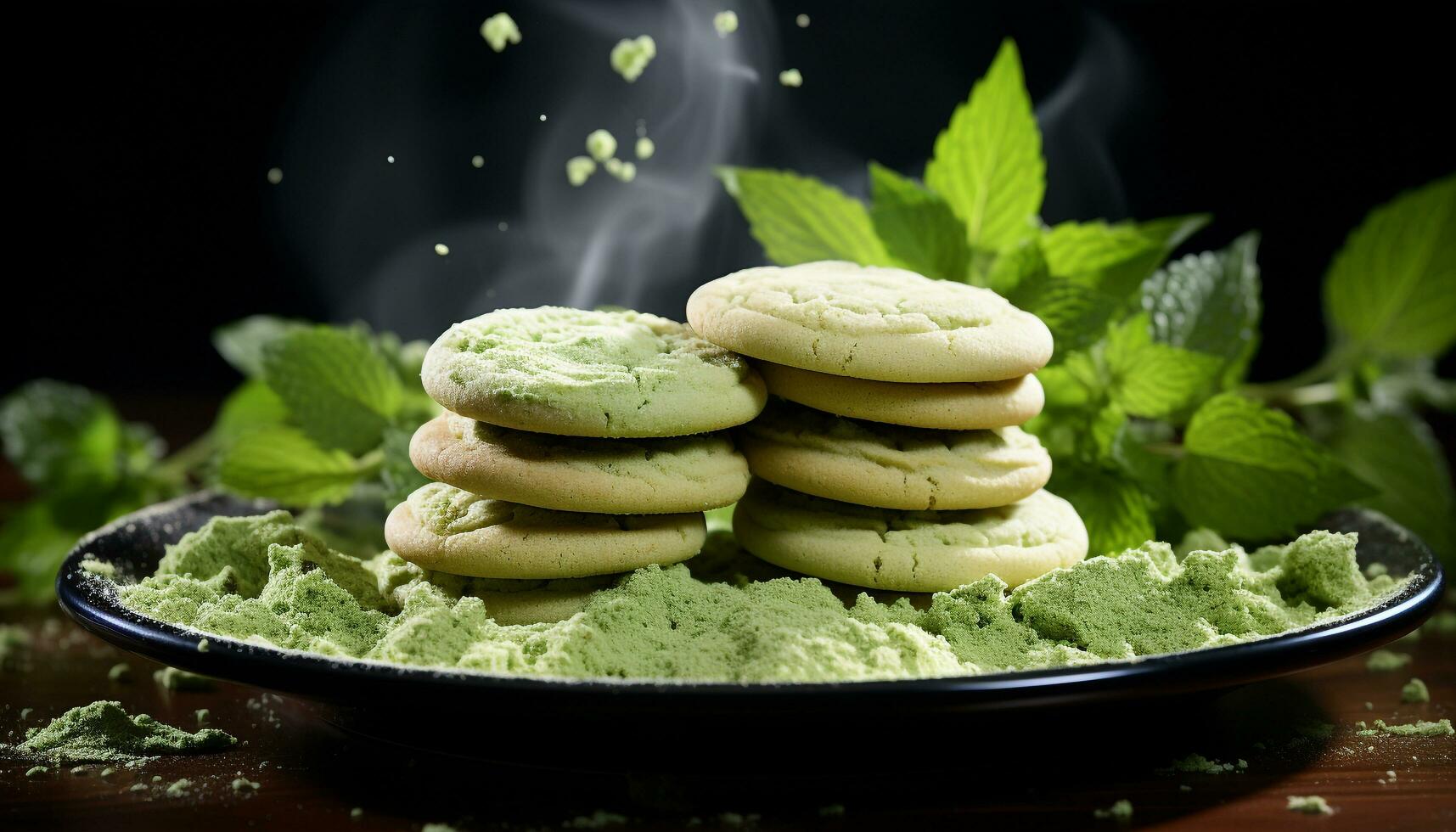 Freshness and sweetness in a homemade dessert, a stack of cookies generated by AI photo