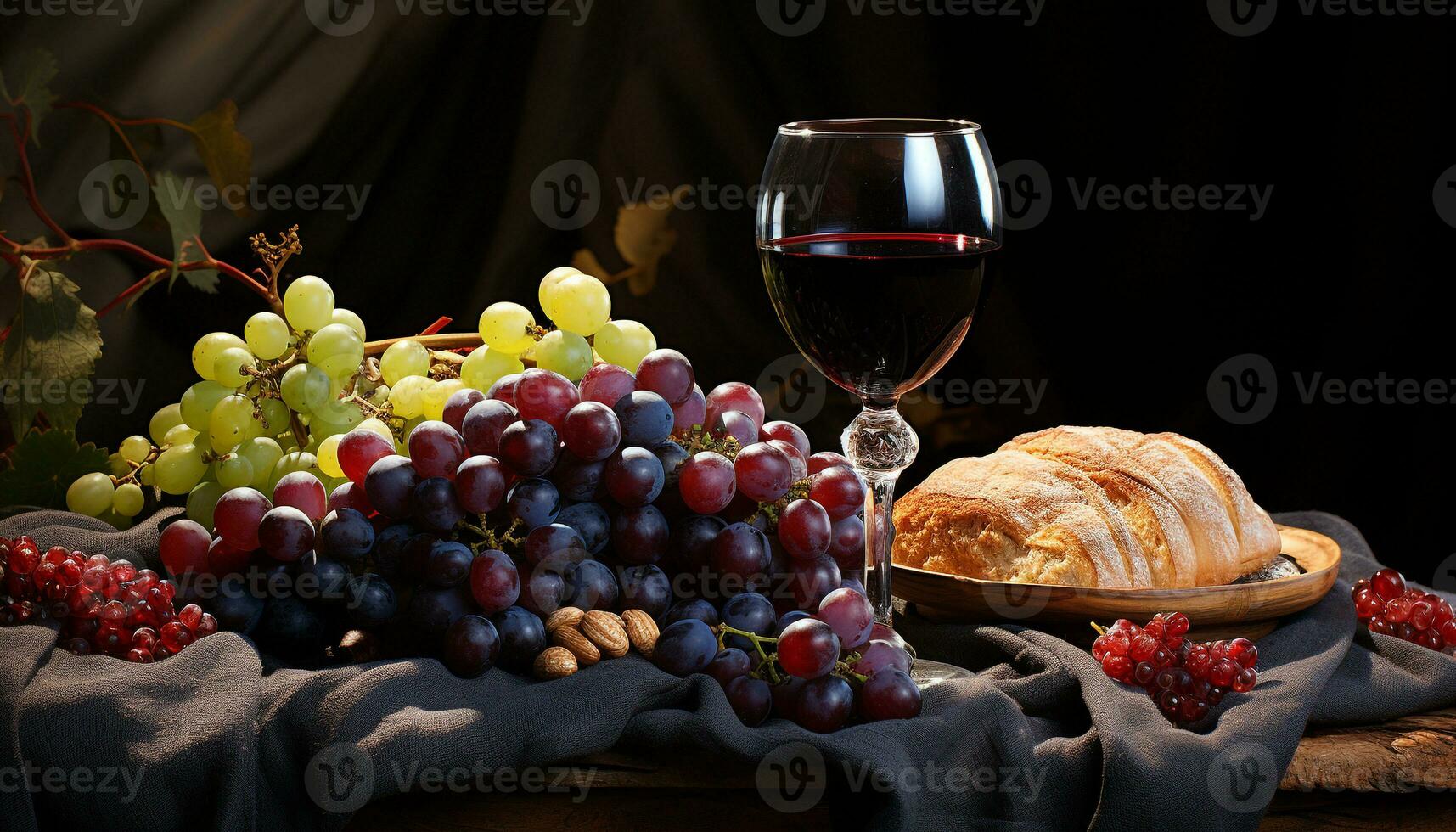 Grape, food, fruit, gourmet, wine, table, drink, dessert, meal, freshness generated by AI photo