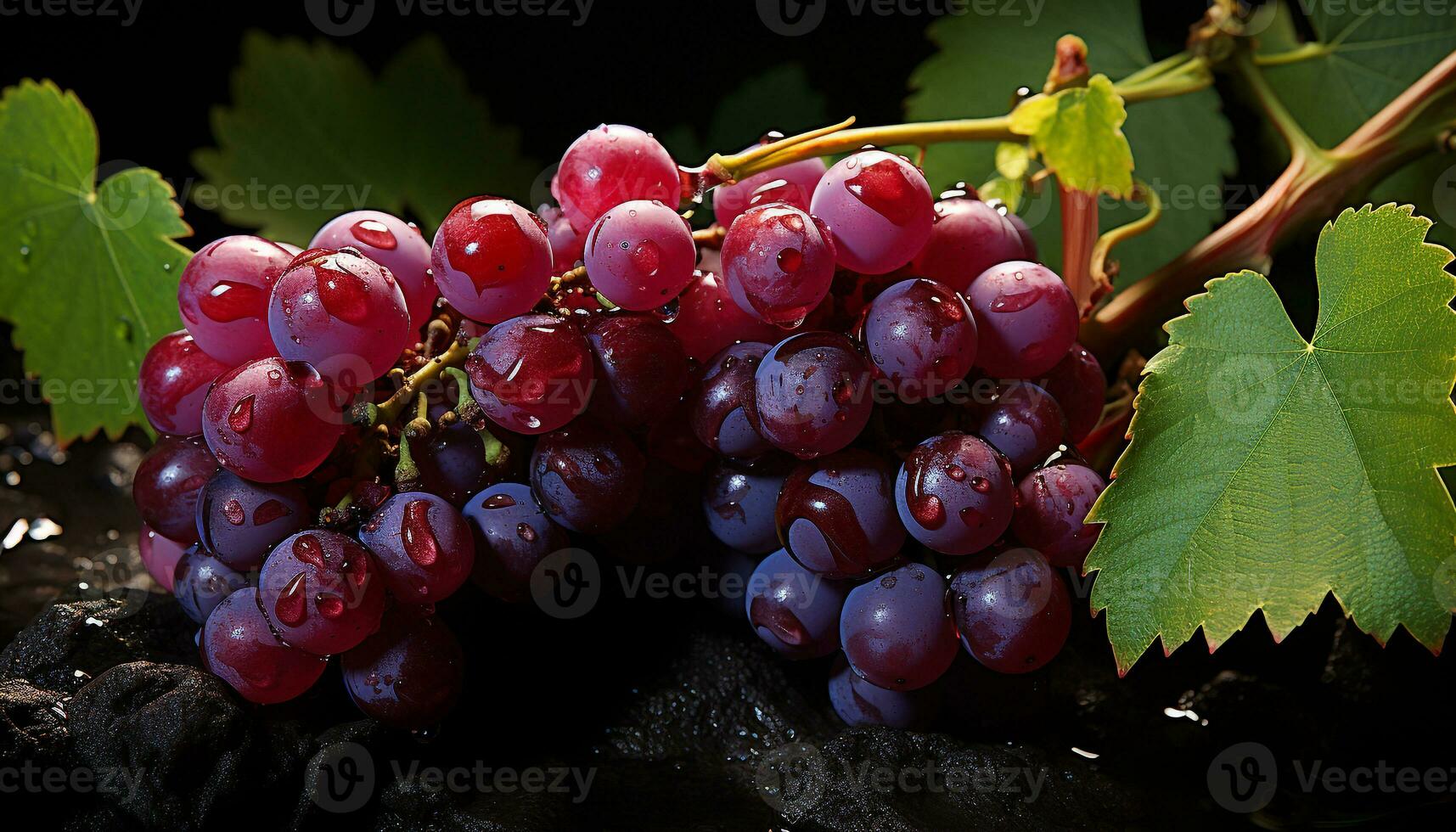 Freshness of ripe grape, nature sweet, juicy, purple refreshment generated by AI photo