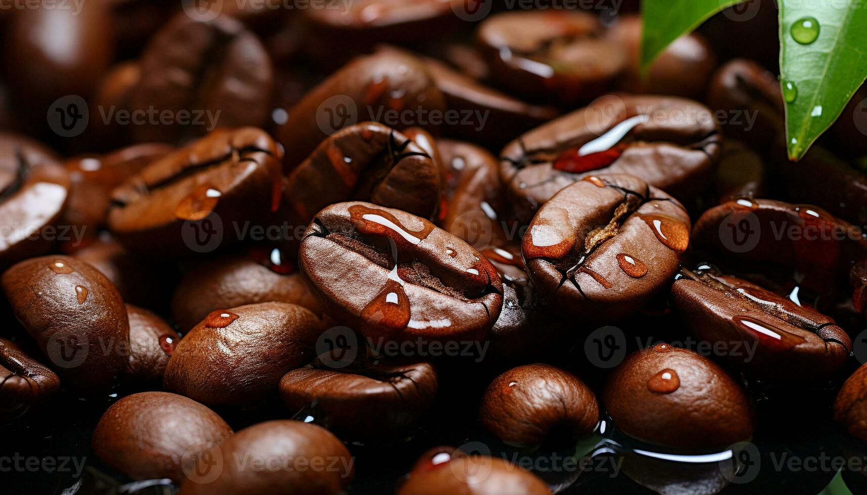Freshness of gourmet coffee, dark bean pattern, nature refreshment generated by AI photo